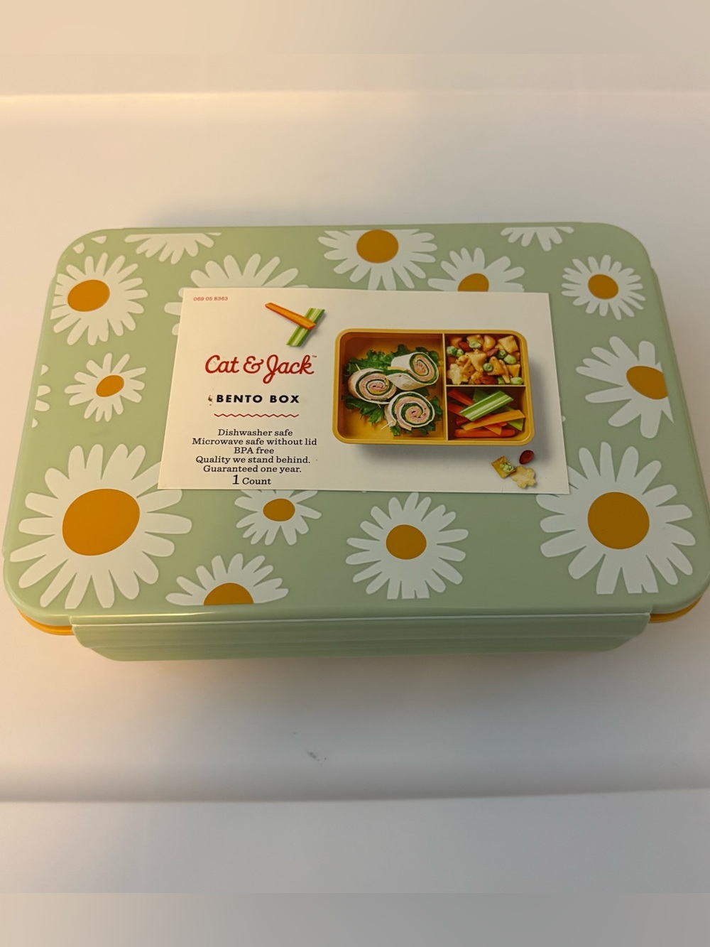 Cat & jack viral retro green and yellow daisy print bento box NEW